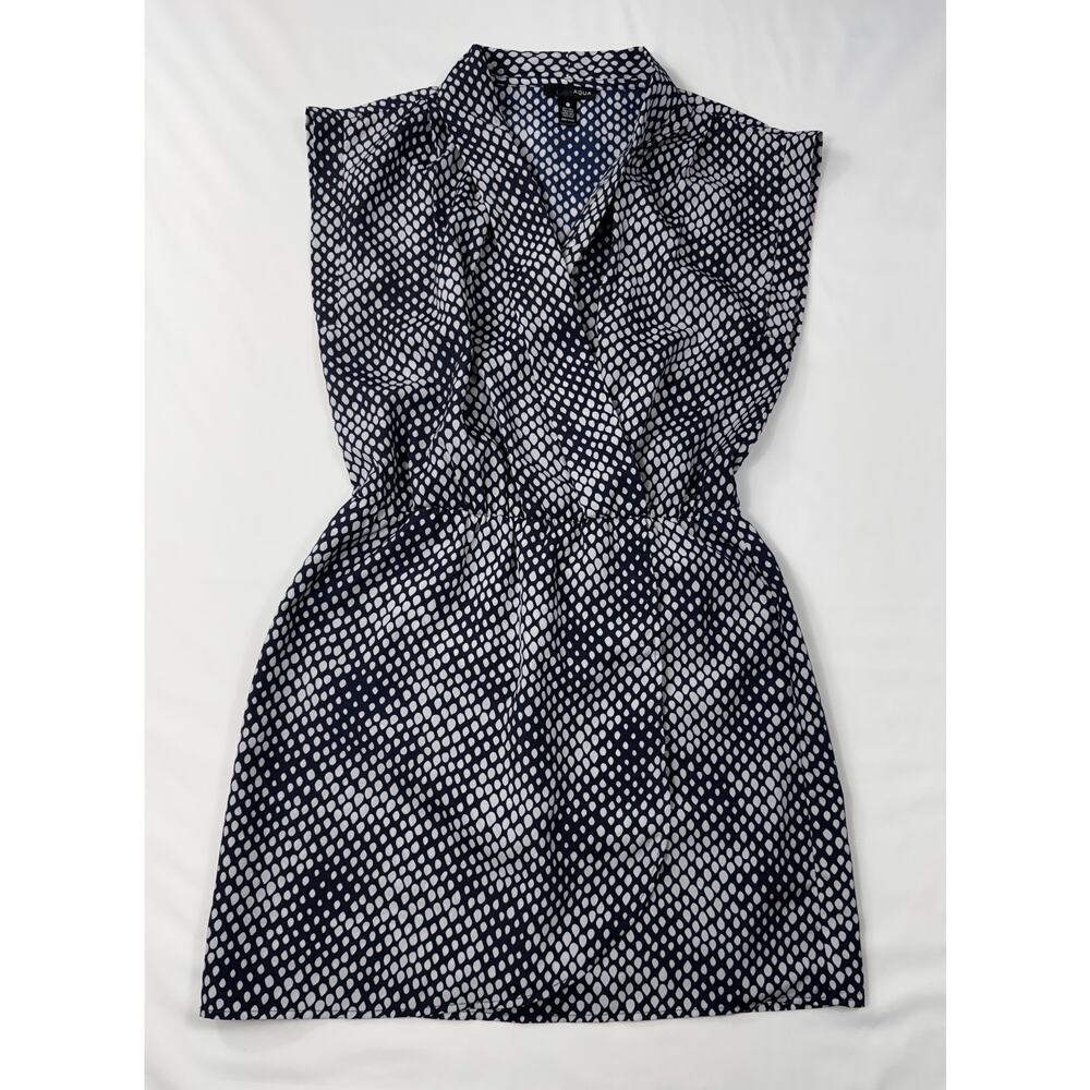 Aqua Navy and white dots Print Mini Dress Size XS